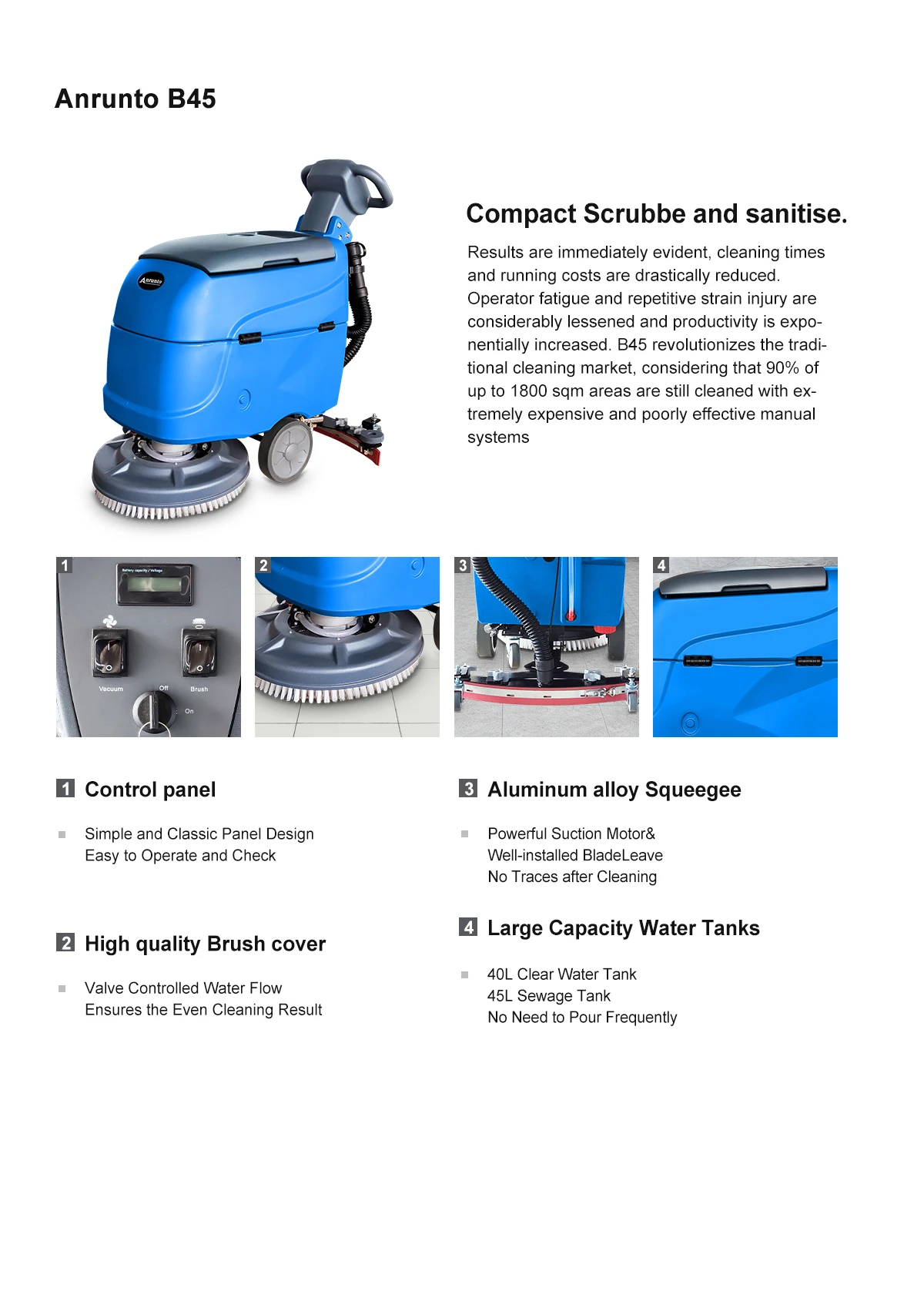 B45 Walk Behind Floor Scrubber