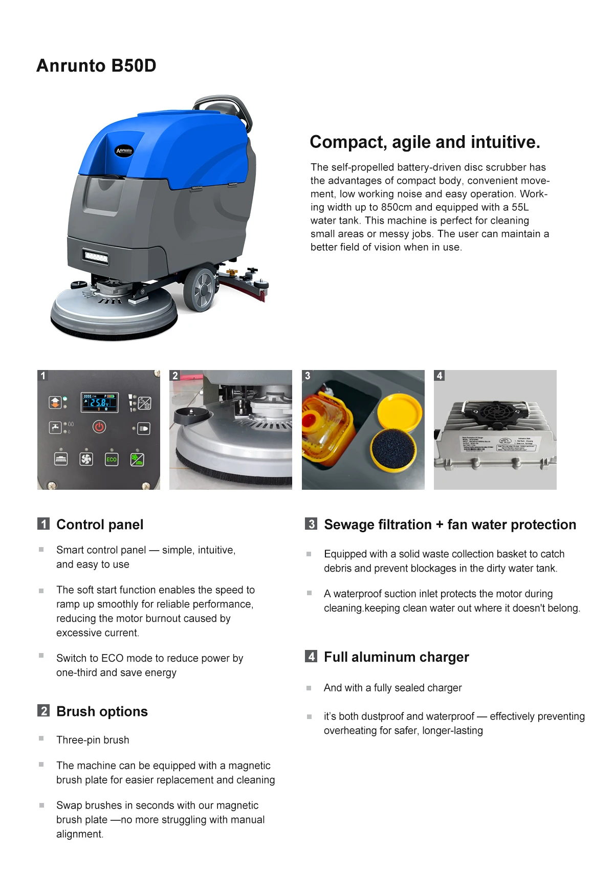 B50D Self-driving Walk Behind Floor Scrubber