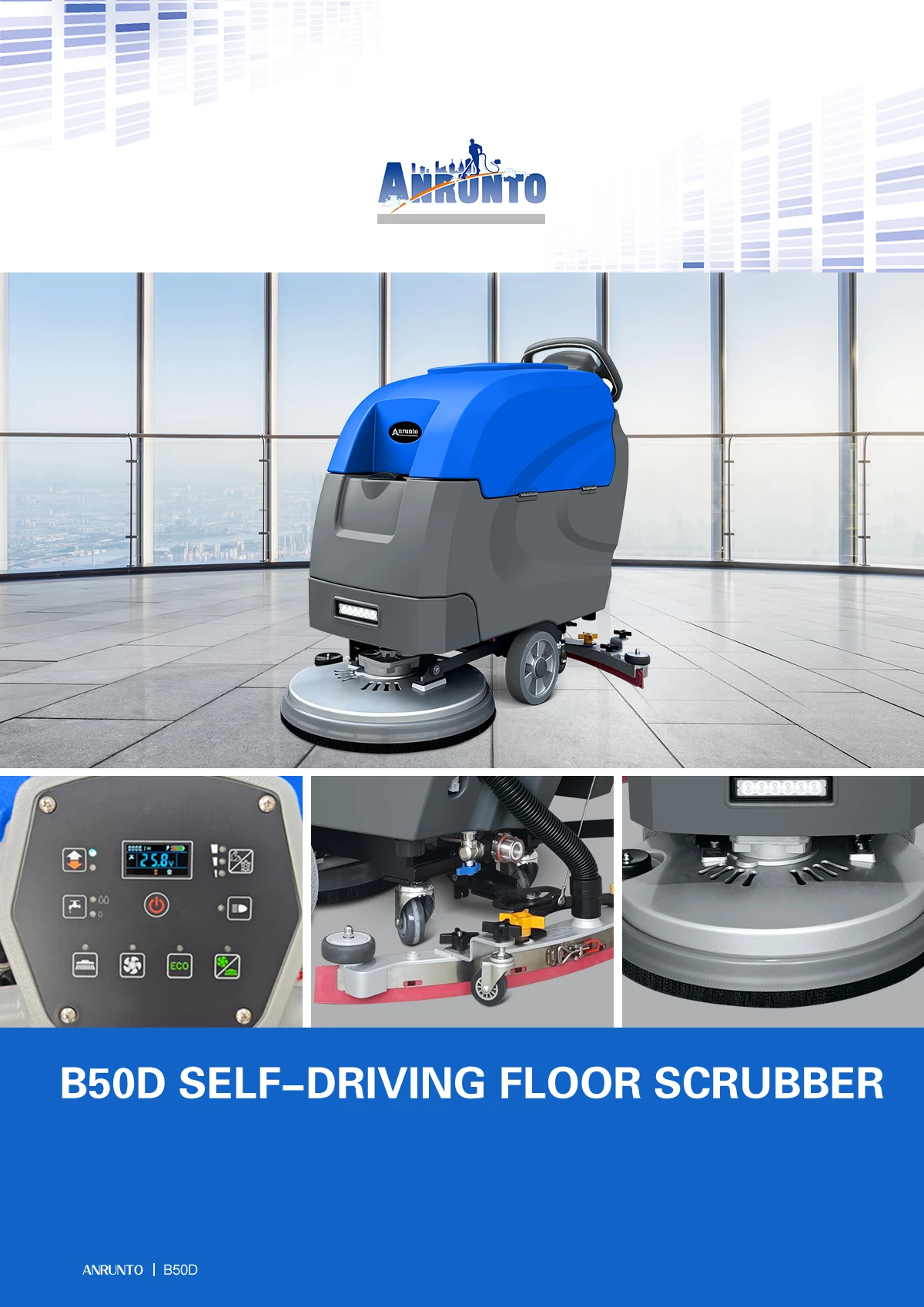 B50D Self-driving Walk Behind Floor Scrubber