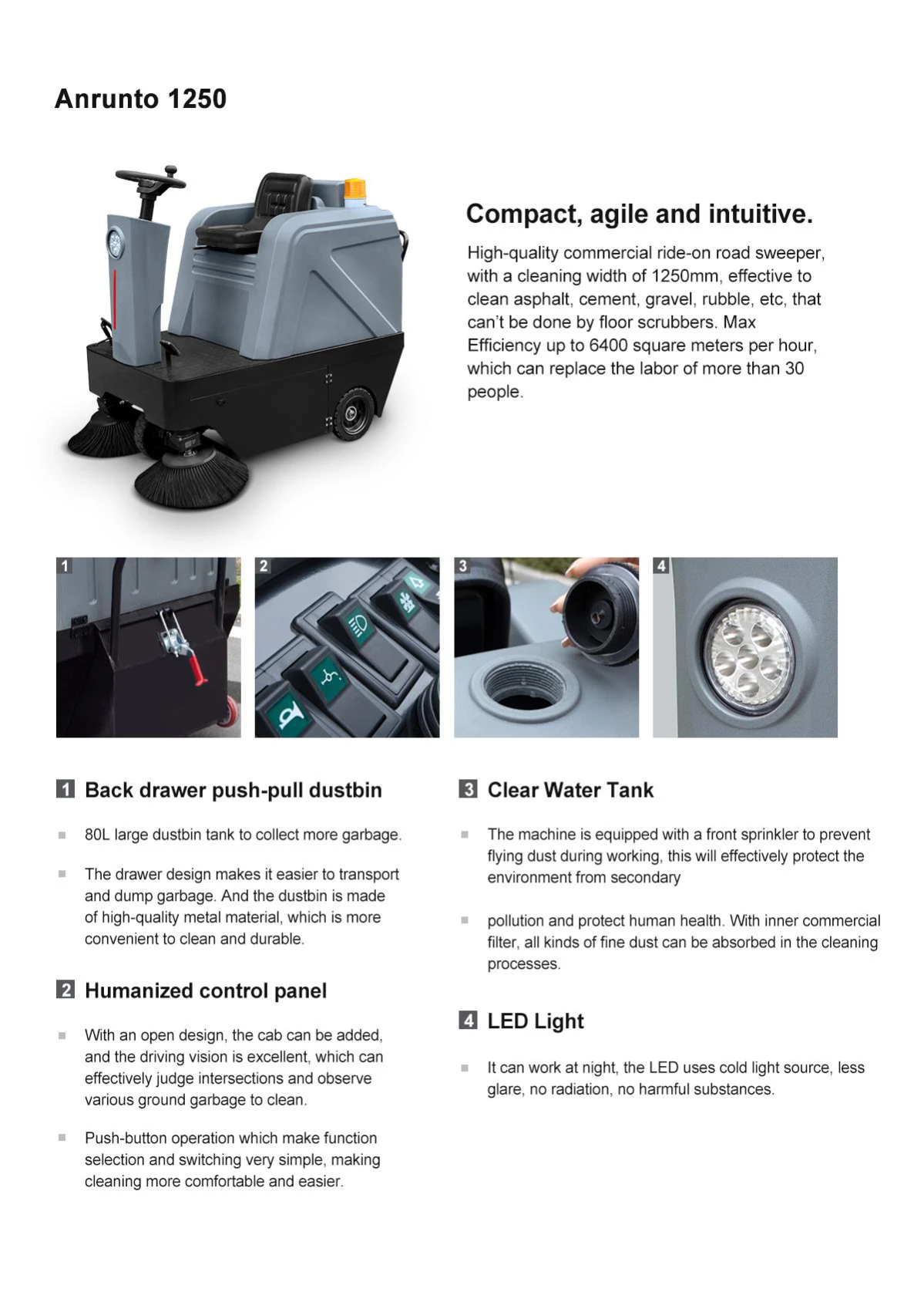 1250 Ride On Floor Sweeper