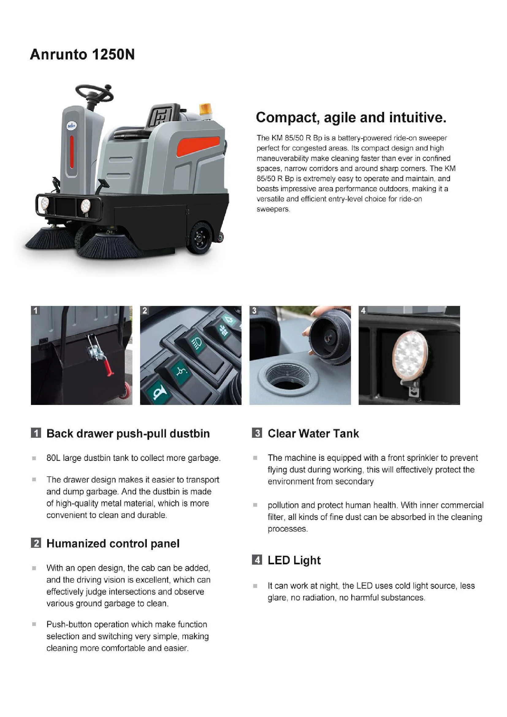 1250N Ride On Floor Sweeper