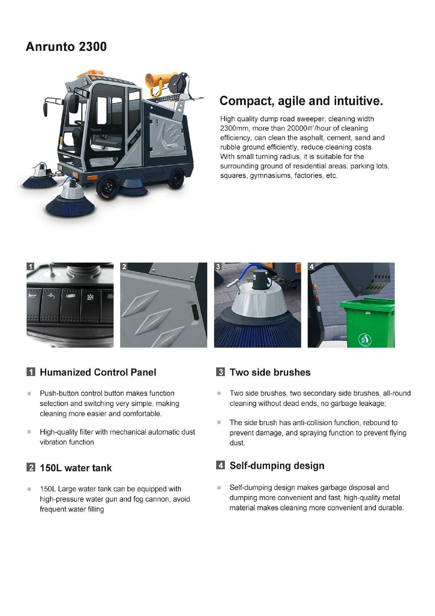 2300 Automatic Dumping Sweeper 2300 Ride On Floor Sweeper